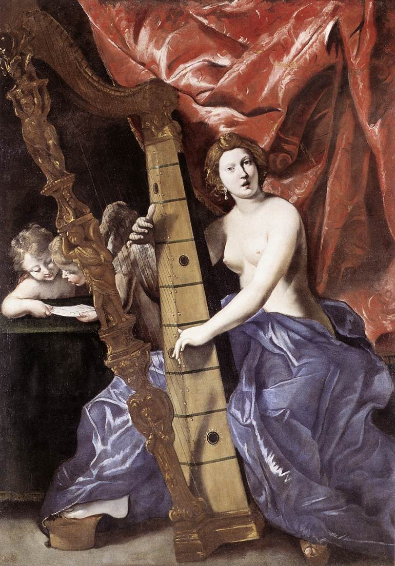 Venus som spiller harpe - Giovanni Lanfranco