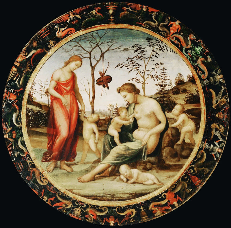 Jordens Venus med Eros og himmelens Venus med Antéros og to andre cupidoer - Il Sodoma (Giovanni Antonio Bazzi)