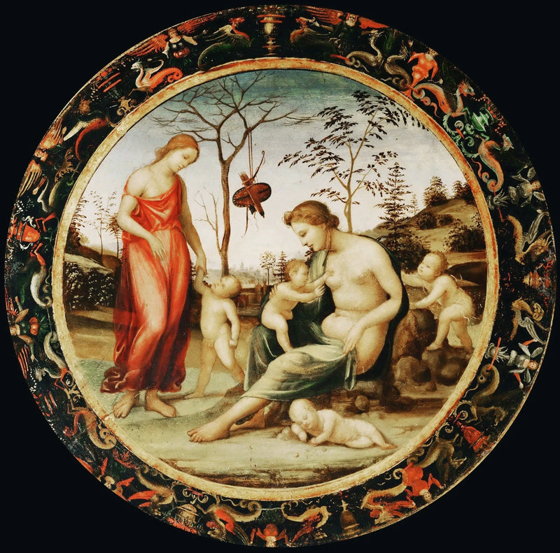 Jordens Venus med Eros og himmelens Venus med Antéros og to andre cupidoer - Il Sodoma (Giovanni Antonio Bazzi)