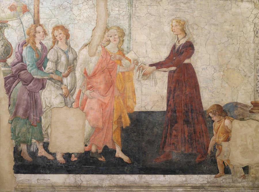Venus og de tre gudinnene som gir gaver til en ung jente - Sandro Botticelli