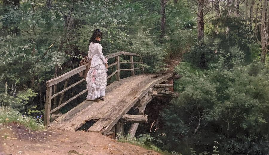 Véra Répine som går i parken ved Abramtsevo - Ilya Repin