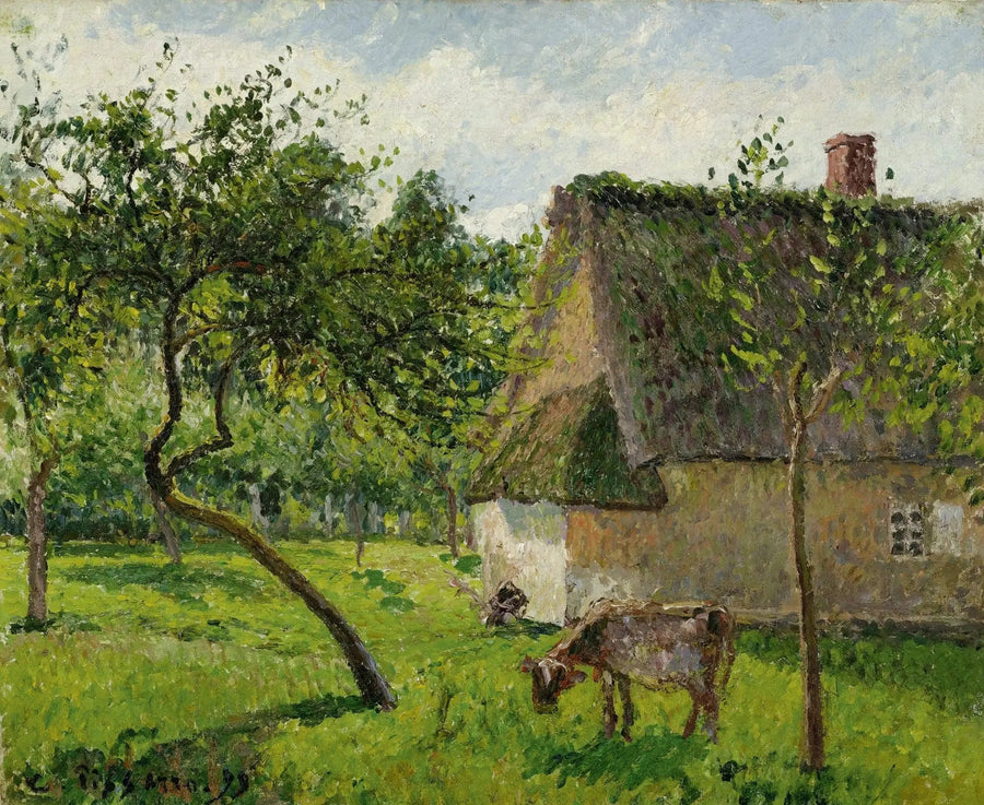 Hage i Varengeville med ku (Et inngjerdet område i Varengeville) - Camille Pissarro