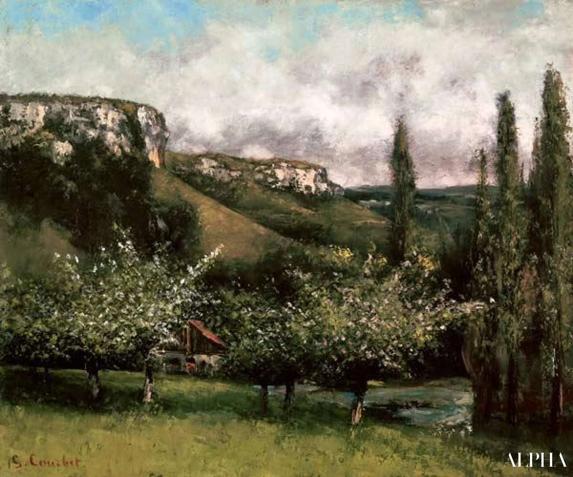 Eplehager - Gustave Courbet - Høykvalitets reproduksjoner av malerier og bilder