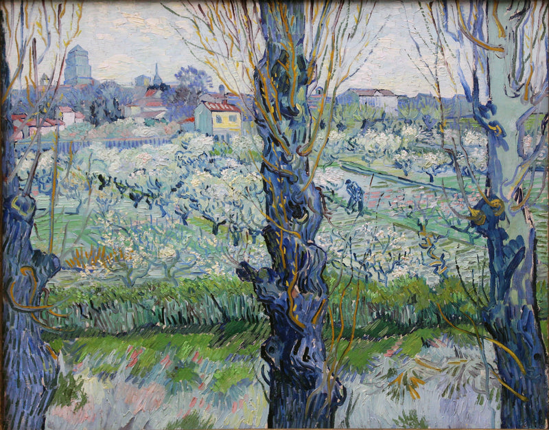 Frukthage i blomst med utsikt over Arles - Vincent van Gogh