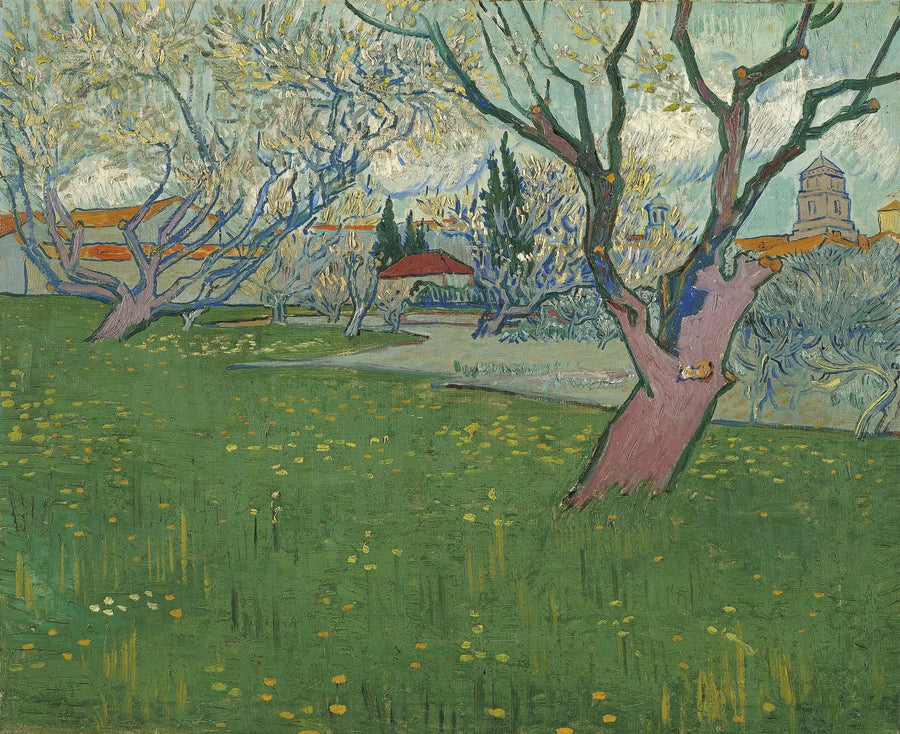 Frukthager i blomst, utsikt over Arles - Vincent van Gogh