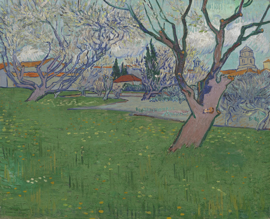 Frukthager i blomst, utsikt over Arles - Vincent van Gogh