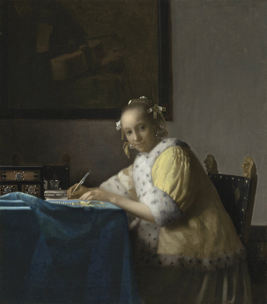 Ung kvinne som skriver et brev - Johannes Vermeer