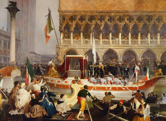 Victor Emmanuel II entrant à Venise le 7 novembre 1866 - Gerolamo Induno Reproductions de tableaux à la peinture à