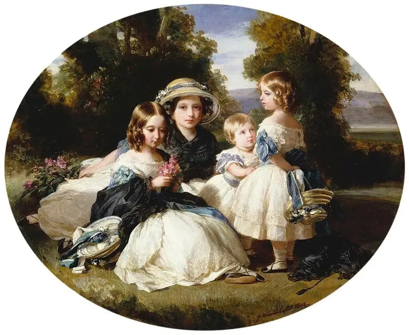 Victoria, prinsesse regentinne, prinsesse Alice, prinsesse Helena og prinsesse Louise - Franz Xaver Winterhalter

Source:
Victoria, princesse royale, princesse Alice, princesse Helena et princesse Louise - Franz Xaver Winterhalter