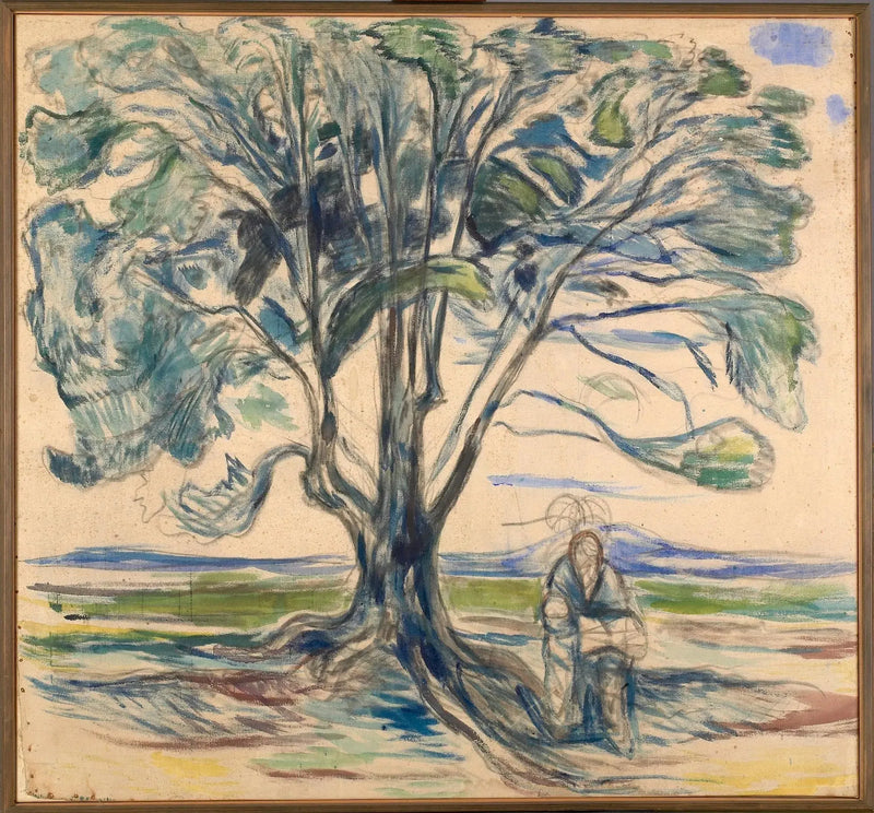 Gammel mann som sitter under et tre - Edvard Munch