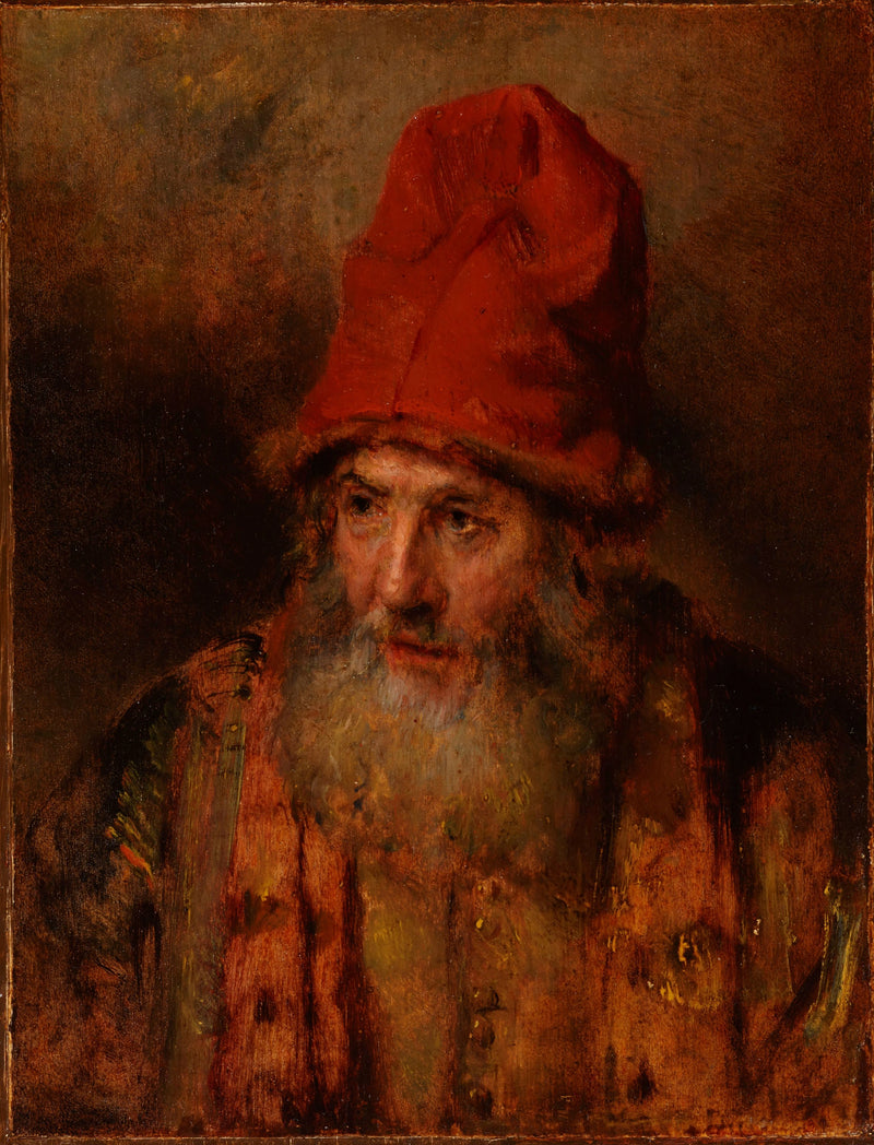 Gammel mann med stor lue kantet med pels - Rembrandt