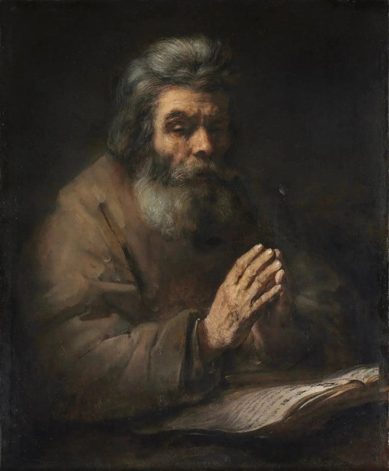 En gammel mann i bønn - Rembrandt