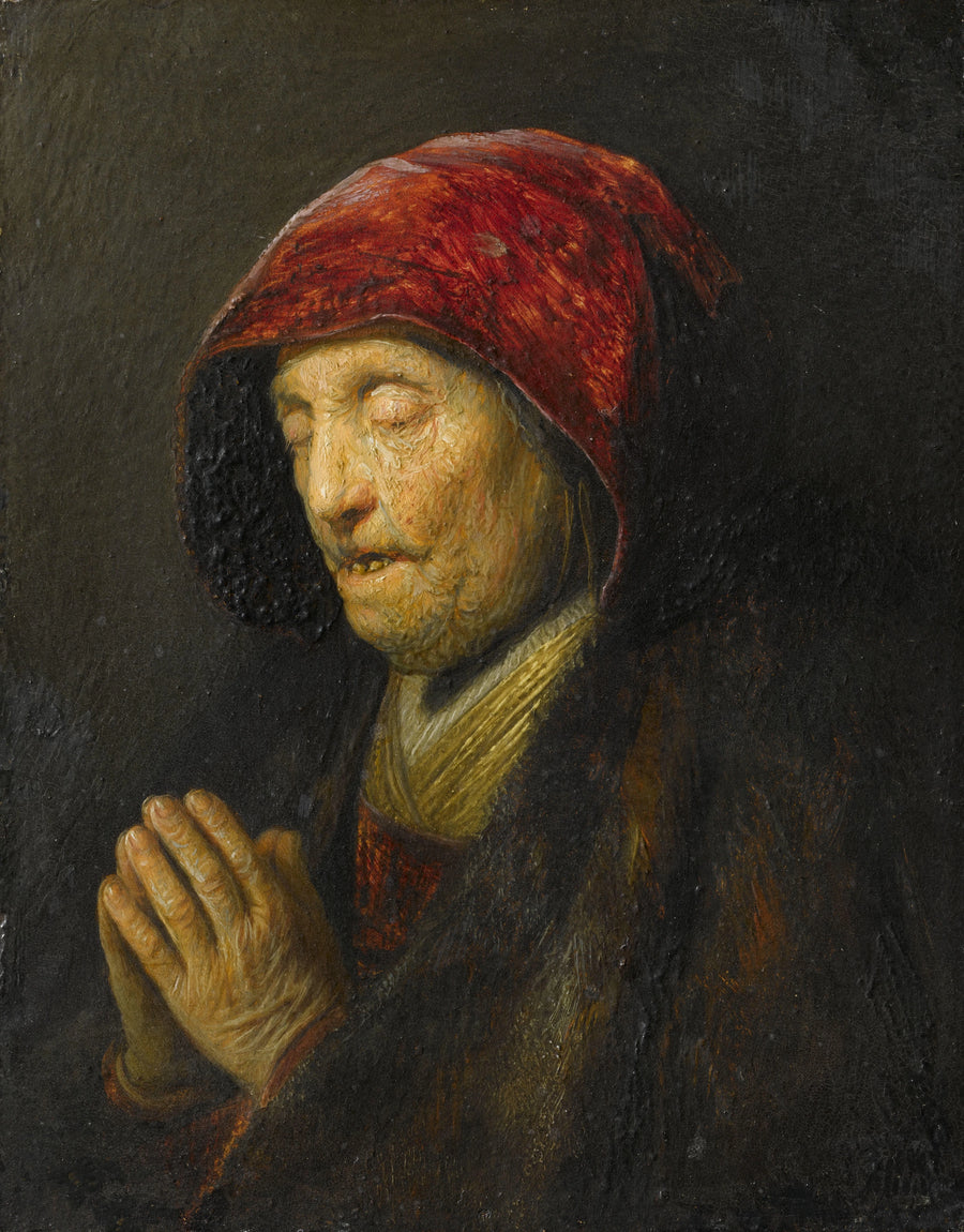 Gammel kvinne i bønn - Rembrandt