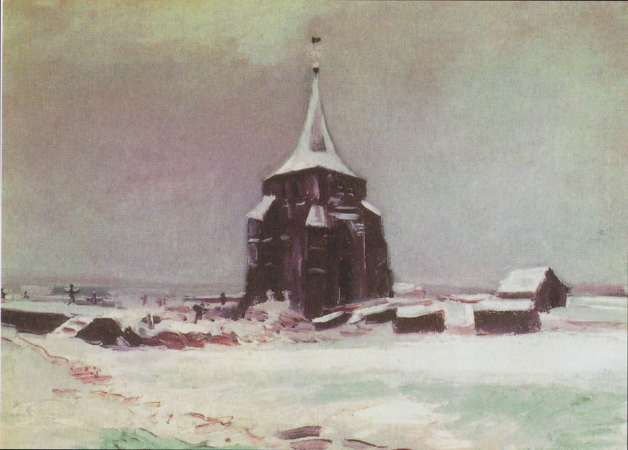 Det gamle tårnet på kirkegården i Nuenen under snøen - Vincent van Gogh