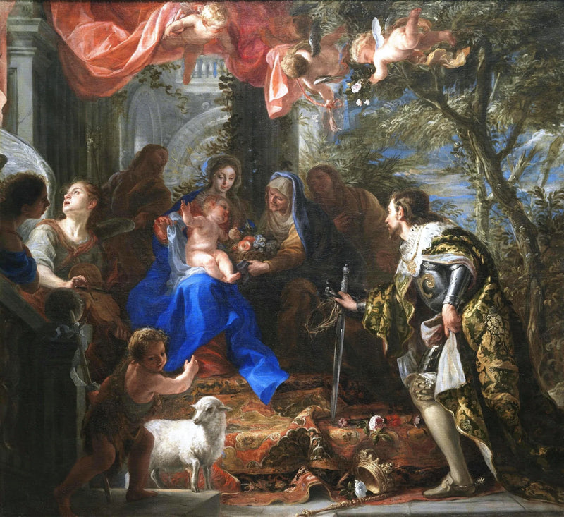 Jomfru med barnet tilbedt av Saint Louis, Frankrikes konge - Claudio Coello