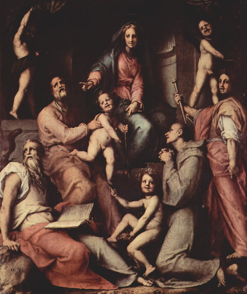 Jomfru med barnet, med engler og helgener - Pontormo