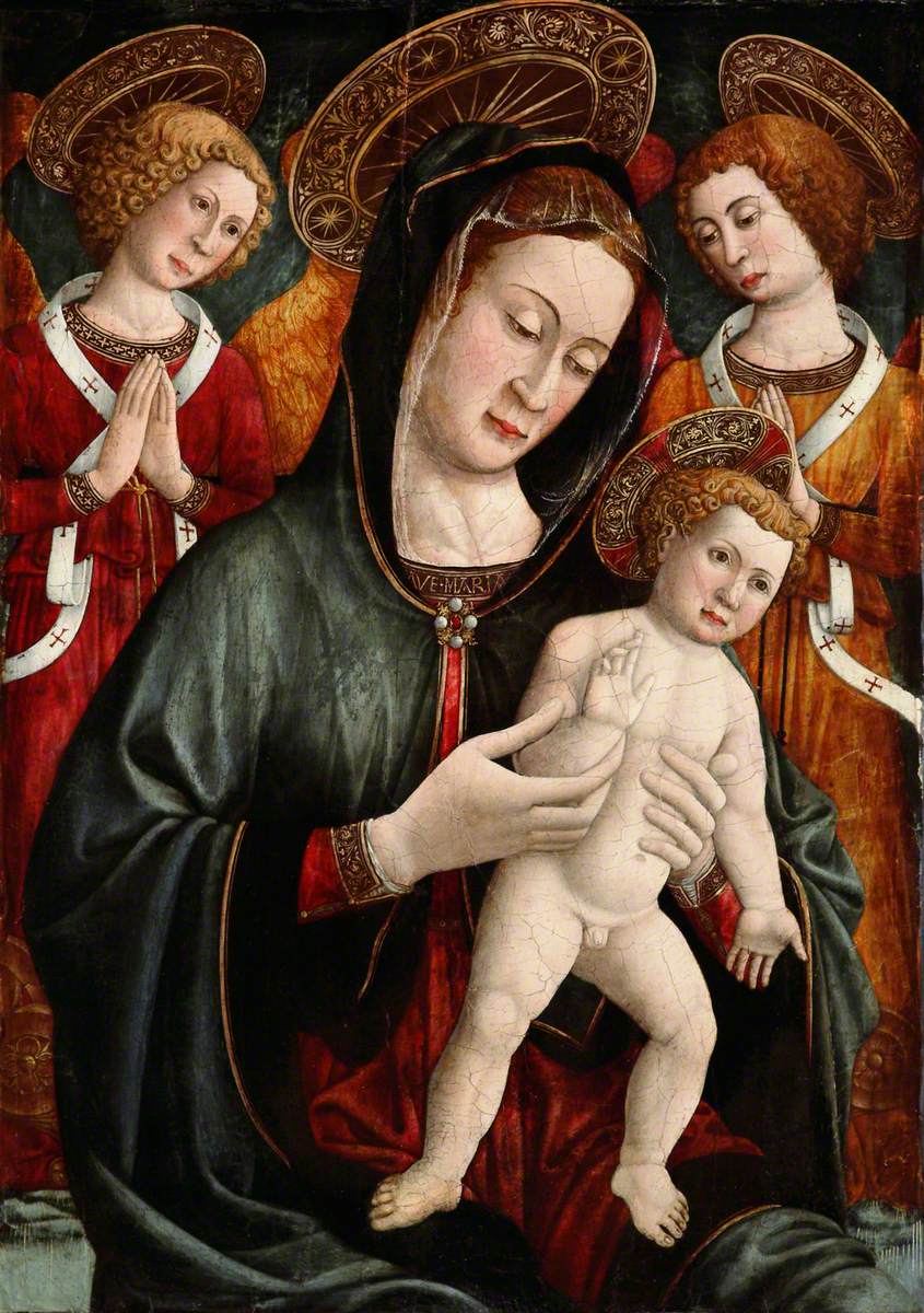 Vierge à l'Enfant avec des anges - Giovanni Francesco da Rimini image 1 copie de tableau peinte à la main