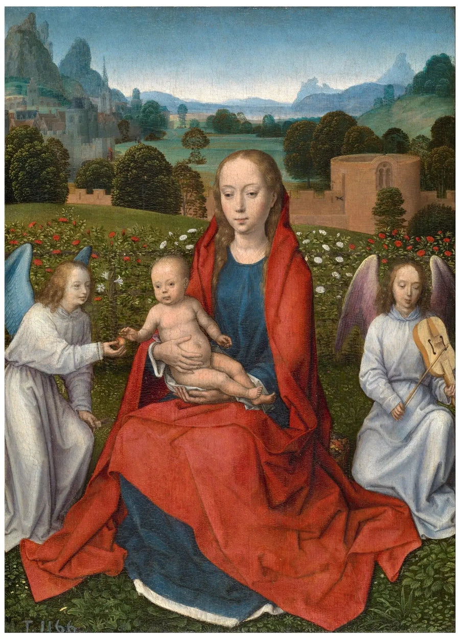 Jomfru med barnet og to engler - Hans Memling