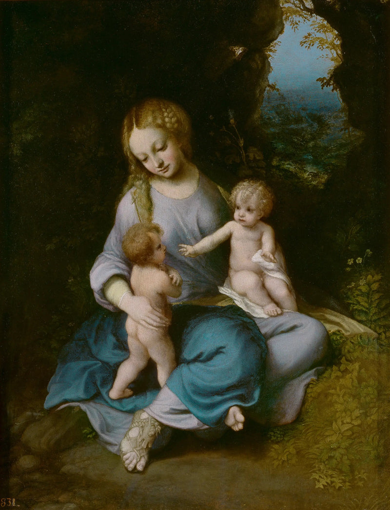 Jomfru med barnet med Johannes Døperen - Antonio da Correggio