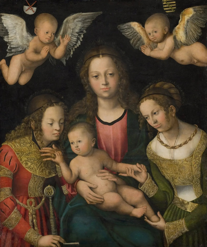 Jomfru med barnet med de hellige Catherine og Barbara - Lucas Cranach den eldre