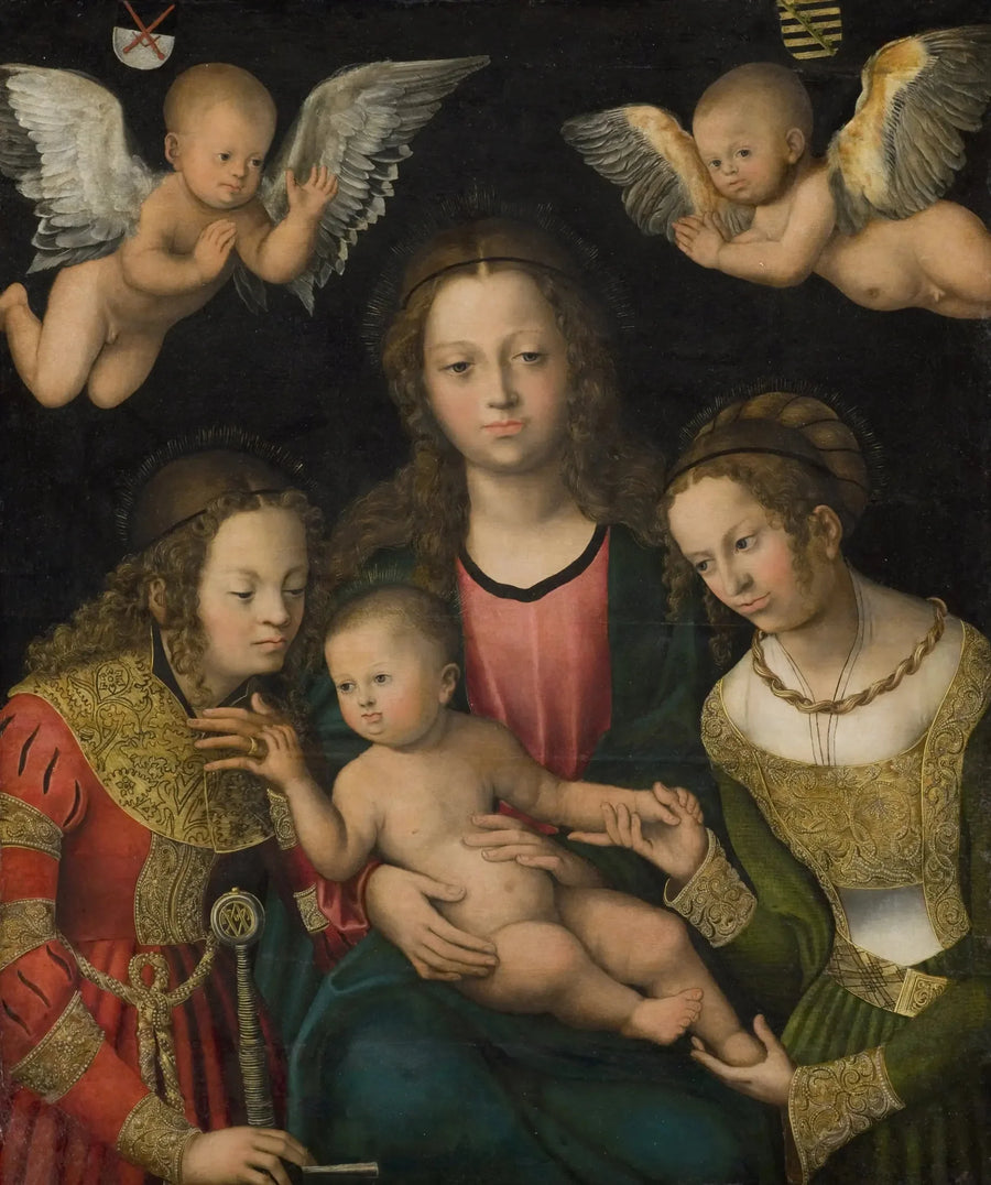 Jomfru med barnet med de hellige Catherine og Barbara - Lucas Cranach den eldre
