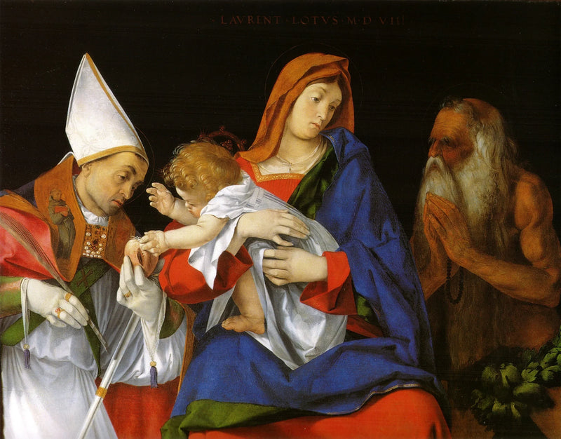 Jomfru med barnet med de hellige Ignatius av Antiokia og Onuphrius - Lorenzo Lotto