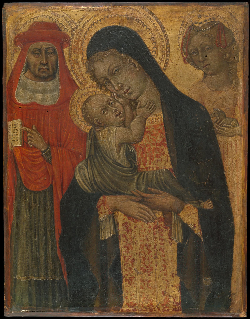 Jomfru med barnet med helgenerne Jérôme og Agnes - Giovanni di Paolo