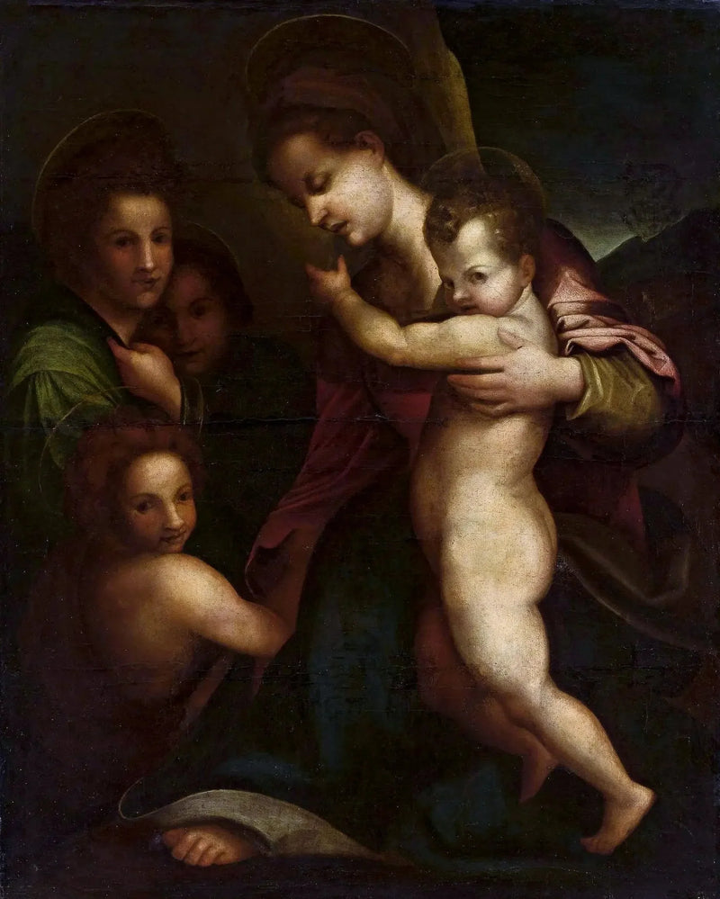 Jomfru med barnet og Saint Johannes Døperen - Andrea del Sarto