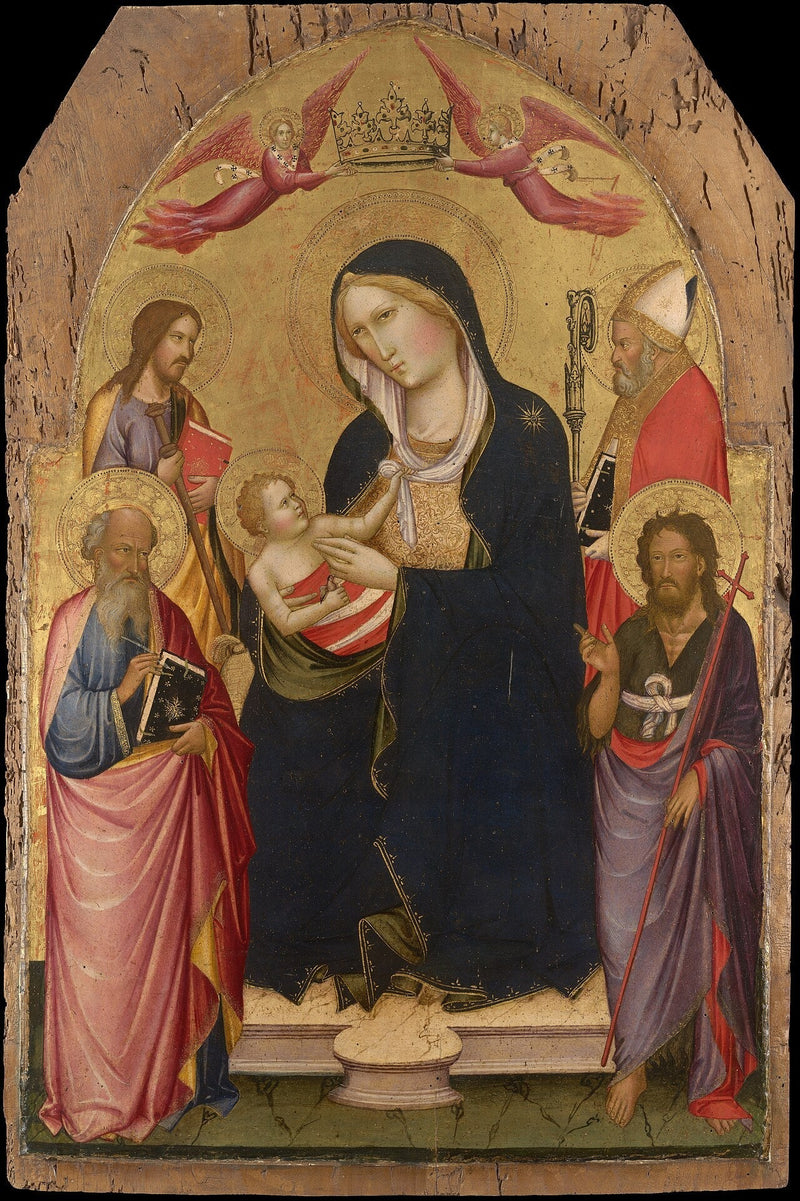 Jomfru med barnet med evangelisten Johannes, døperen Johannes, Jakob av Compostella og Nikolaus av Bari - Agnolo Gaddi