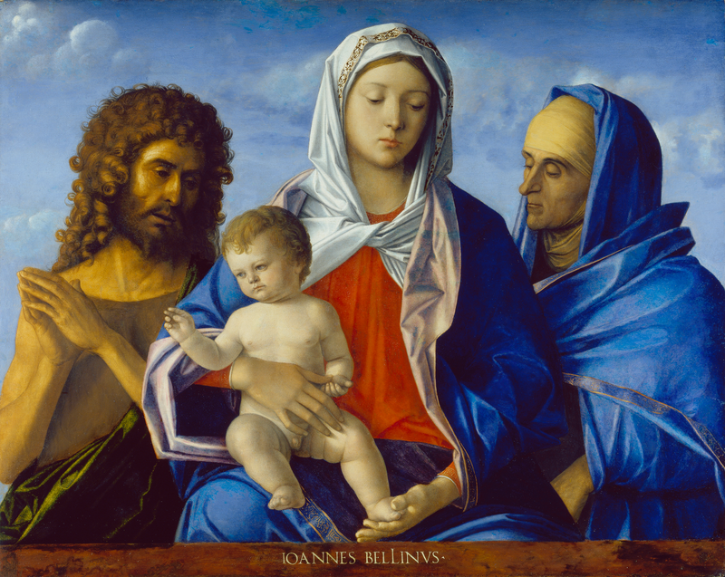 Jomfru med barnet med Johannes Døperen og Elisabet - Giovanni Bellini