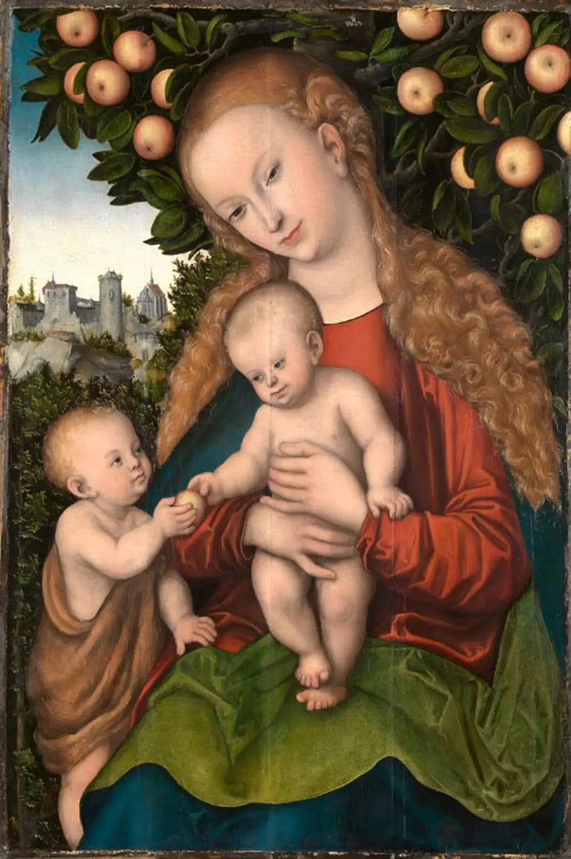 Jomfru med barnet og Saint Johannes - Lucas Cranach den eldre