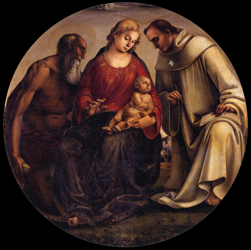 Jomfru med barnet med Saint Jerome og Saint Bernard av Clairvaux - Luca Signorelli