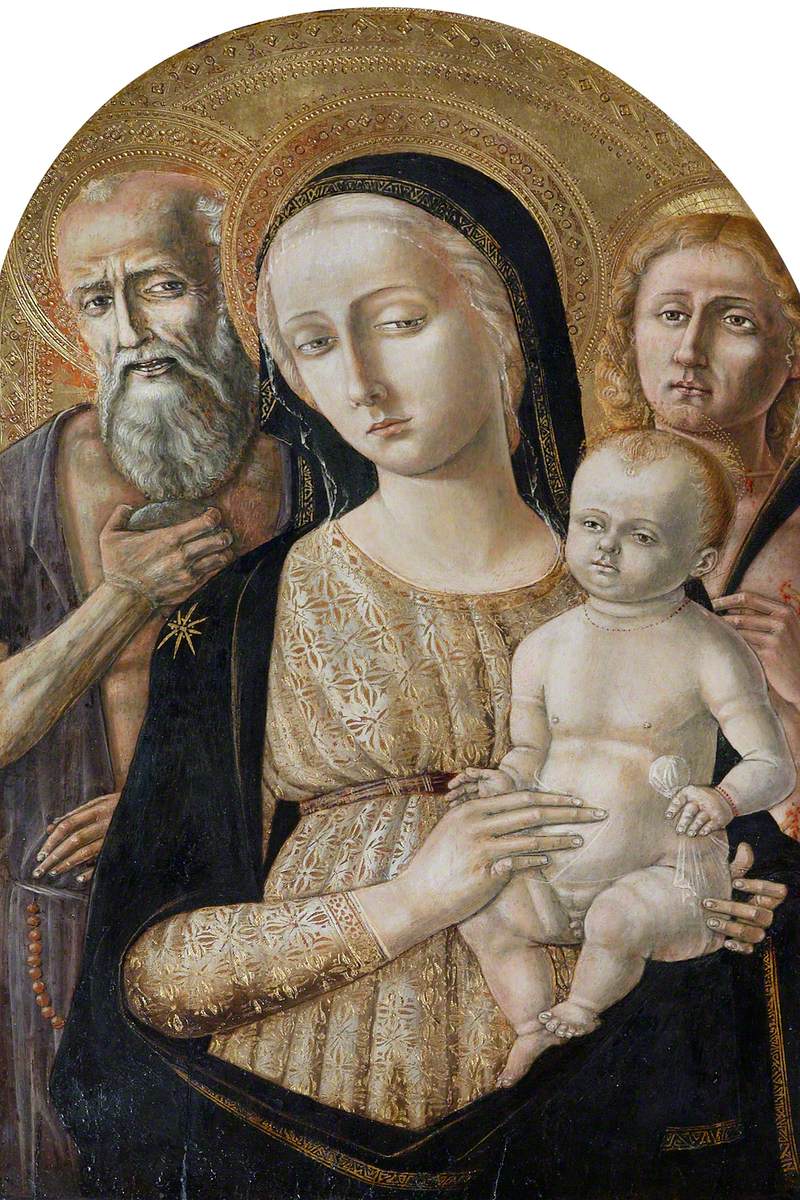 Jomfru med barnet med Saint Jerome og Saint Sebastian - Matteo di Giovanni