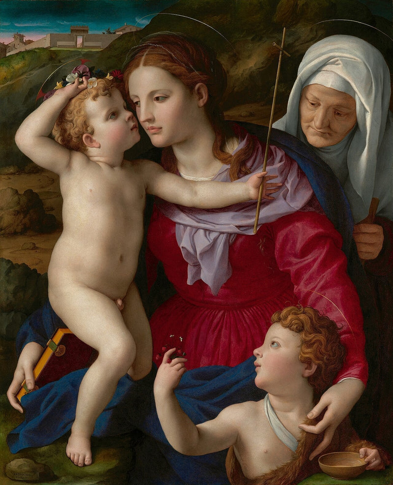 Jomfru med barnet med hellige Elisabeth og Johannes Døperen - Bronzino