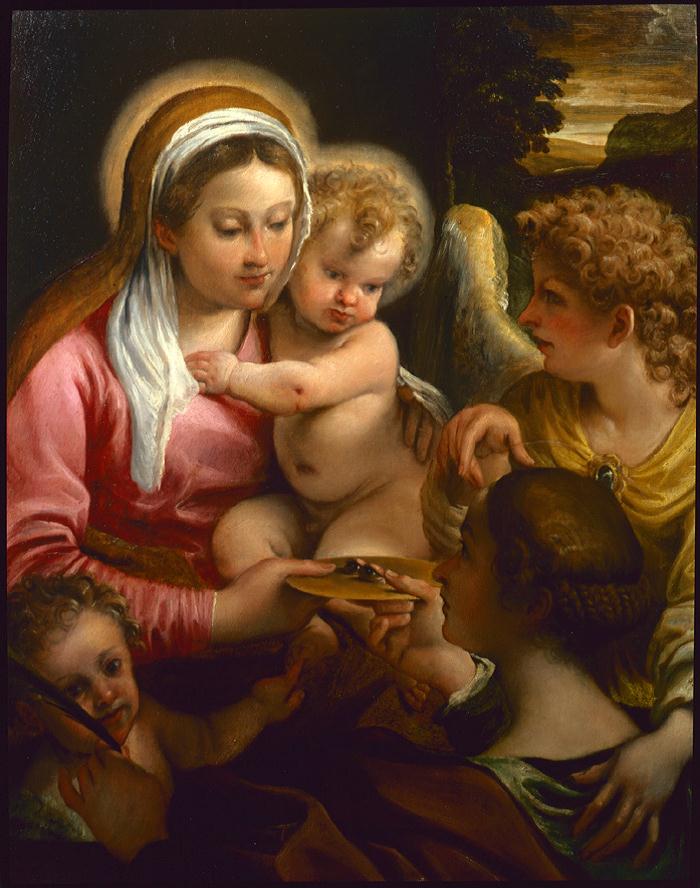 Jomfru med barnet med helgen Lucie og den unge Johannes Døperen - Annibale Carracci