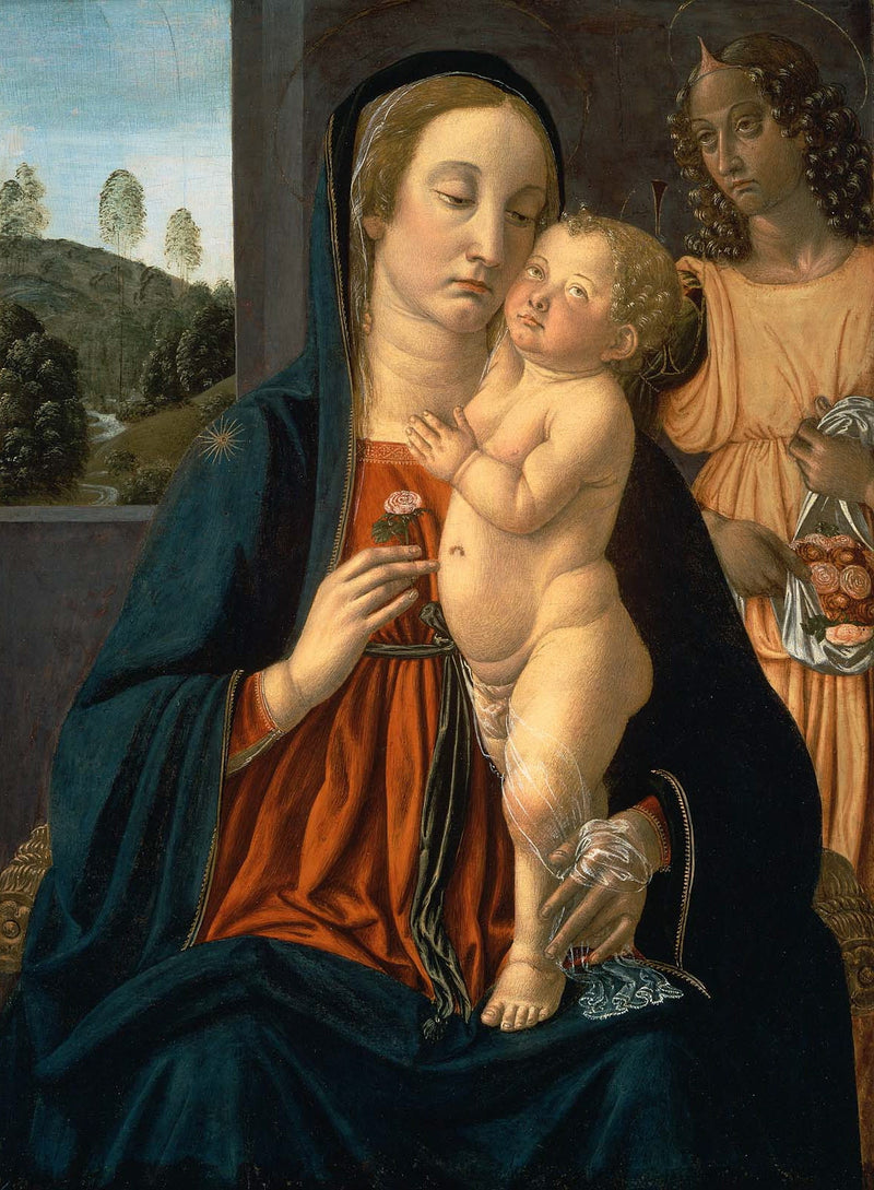 Jomfru med barnet med en engel - Cosimo Rosselli