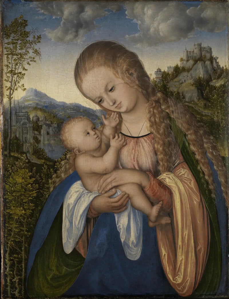 Jomfru med barnet i et frodig landskap - Lucas Cranach den eldre