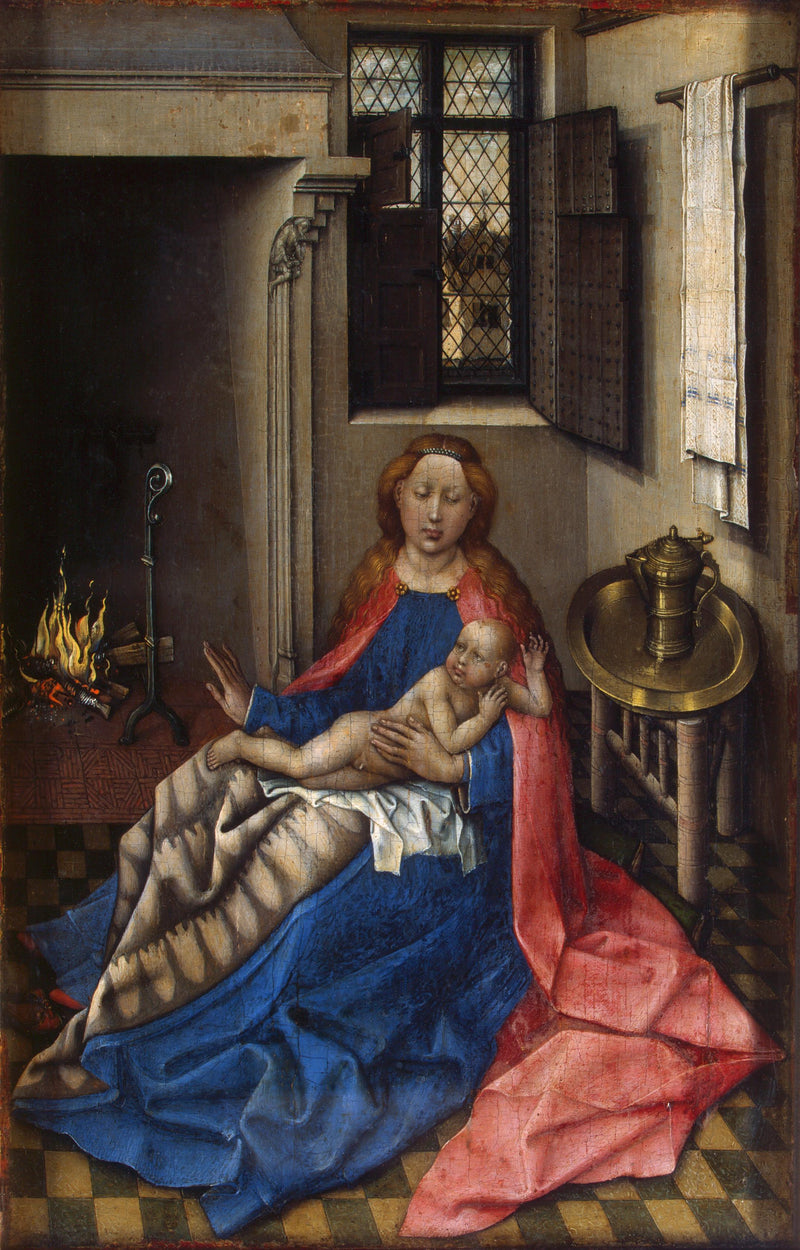 Jomfru med barnet foran peisen - Robert Campin