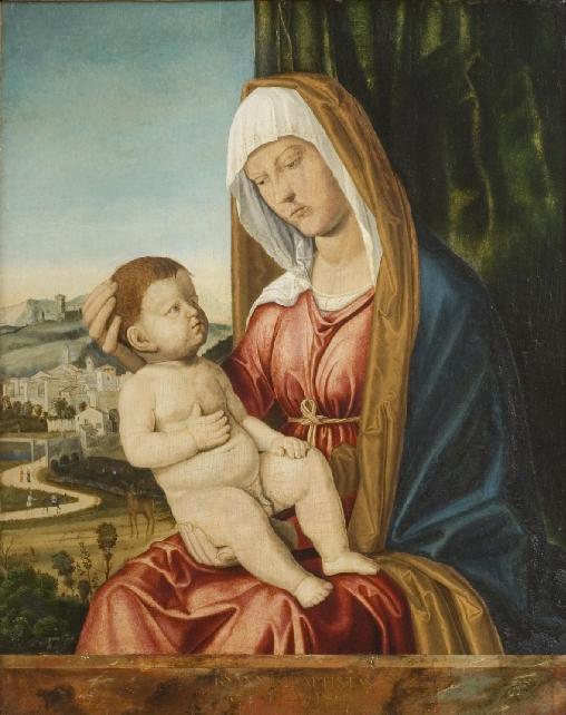 Jomfru med barnet foran et landskap - Cima da Conegliano