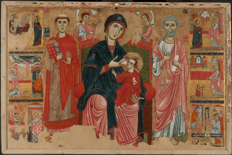 Jomfru med barnet i majestet med Sankt Leonard og Sankt Peter og scener fra Sankt Peters liv - Master of the Magdalen