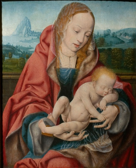 Jomfru med barnet sovende - Joos van Cleve