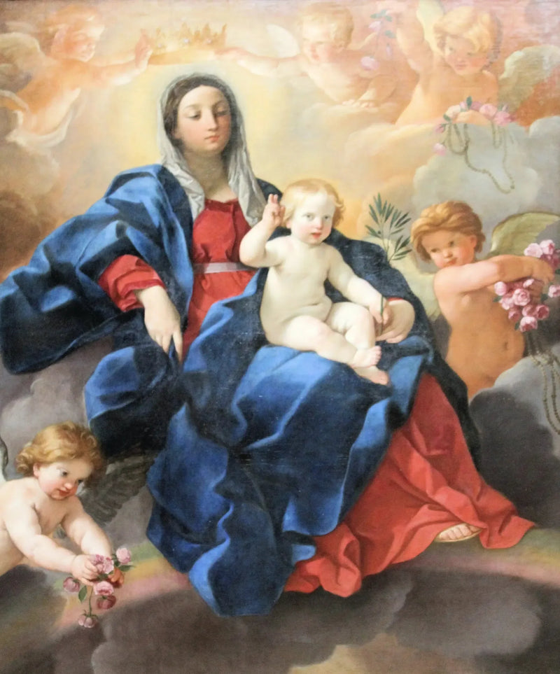 Jomfru med barnet omgitt av engler - Guido Reni