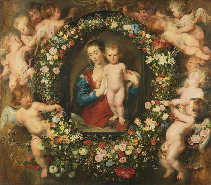Vierge à l'Enfant entourée d'une guirlande de fleurs - Peter Paul Rubens