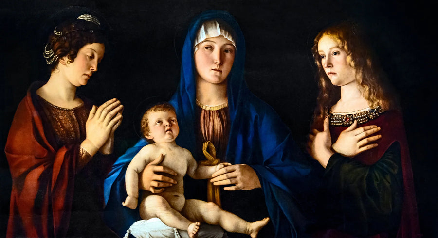 Jomfru med barnet mellom helgen Katarina og helgen Magdalena - Giovanni Bellini