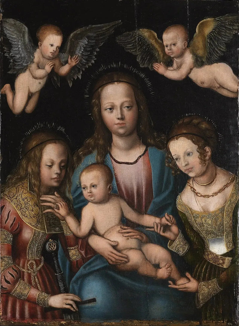Jomfru med barnet, helgenkvinne Catherine og helgeninne Barbara - Lucas Cranach den eldre