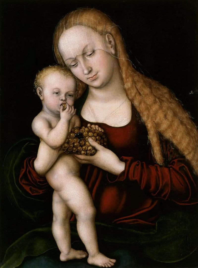 Jomfru med barnet som spiser druer - Lucas Cranach den eldre