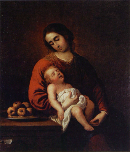 Jomfru med barnet Jesus sovende - Francisco de Zurbarán