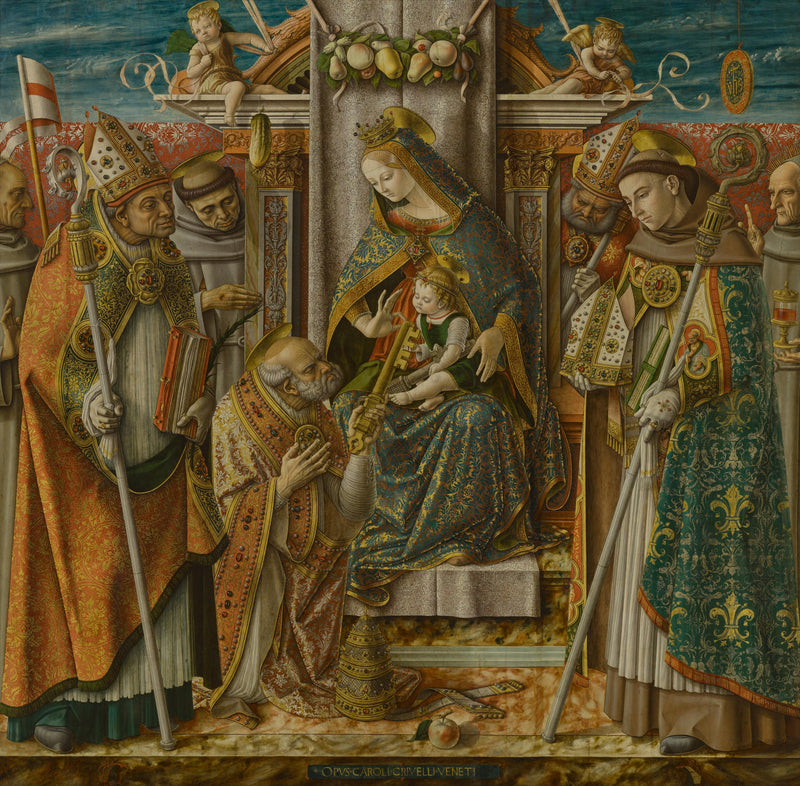 Jomfru med barnet som troner med helgener - Carlo Crivelli