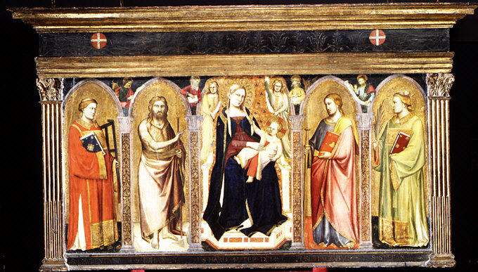 Jomfru med barnet som troner med helgener - Taddeo Gaddi