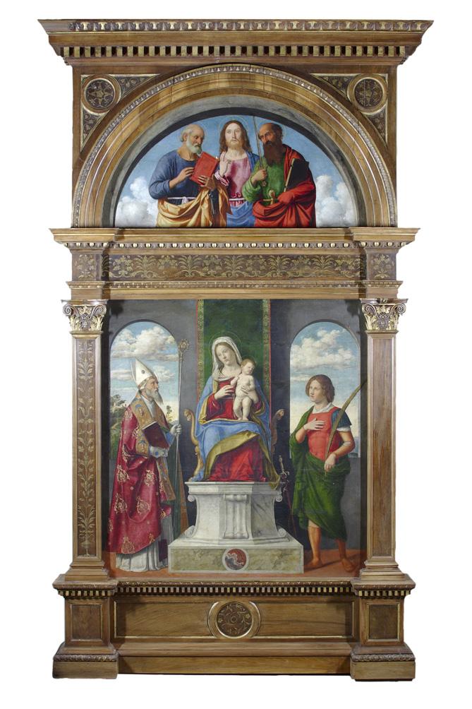 Jomfru med barnet som troner sammen med helgenene Denys og Victor - Cima da Conegliano